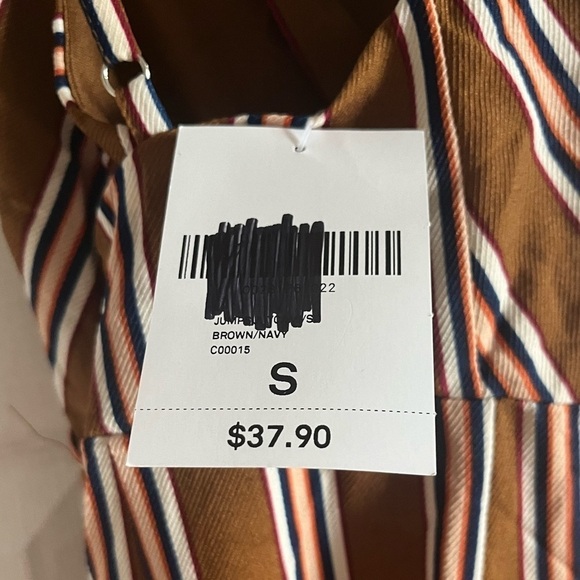 Pin Stripe wide leg Romper Jumpsuit Brown Pant Spaghetti Strap NEW Boho NwT Flow - Picture 10 of 10